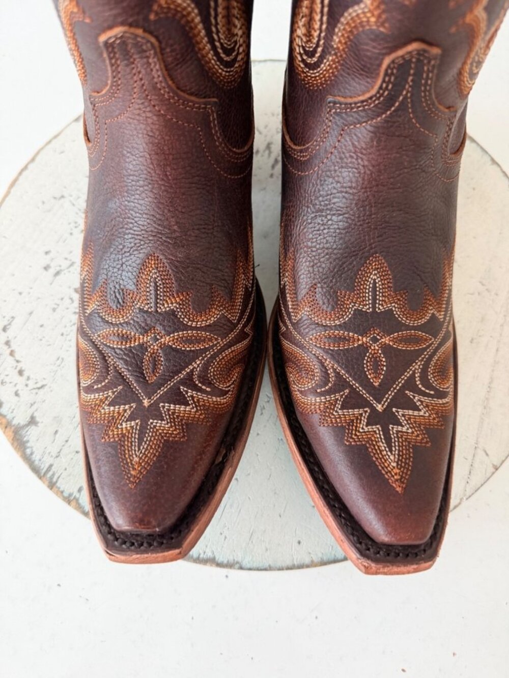 Lane LEXINGTON Cognac Brown Cowboy Boots Womens 6.5 Western Cowgirl Mid Calf - Picture 6 of 11